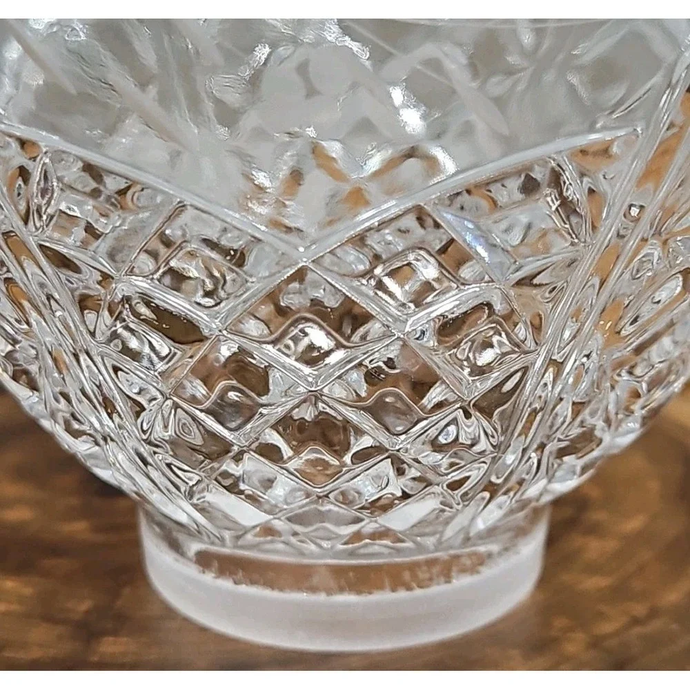 Vintage Cut-Crystal Floral Heavy‎ Hurricane Lamp Shade (1.5